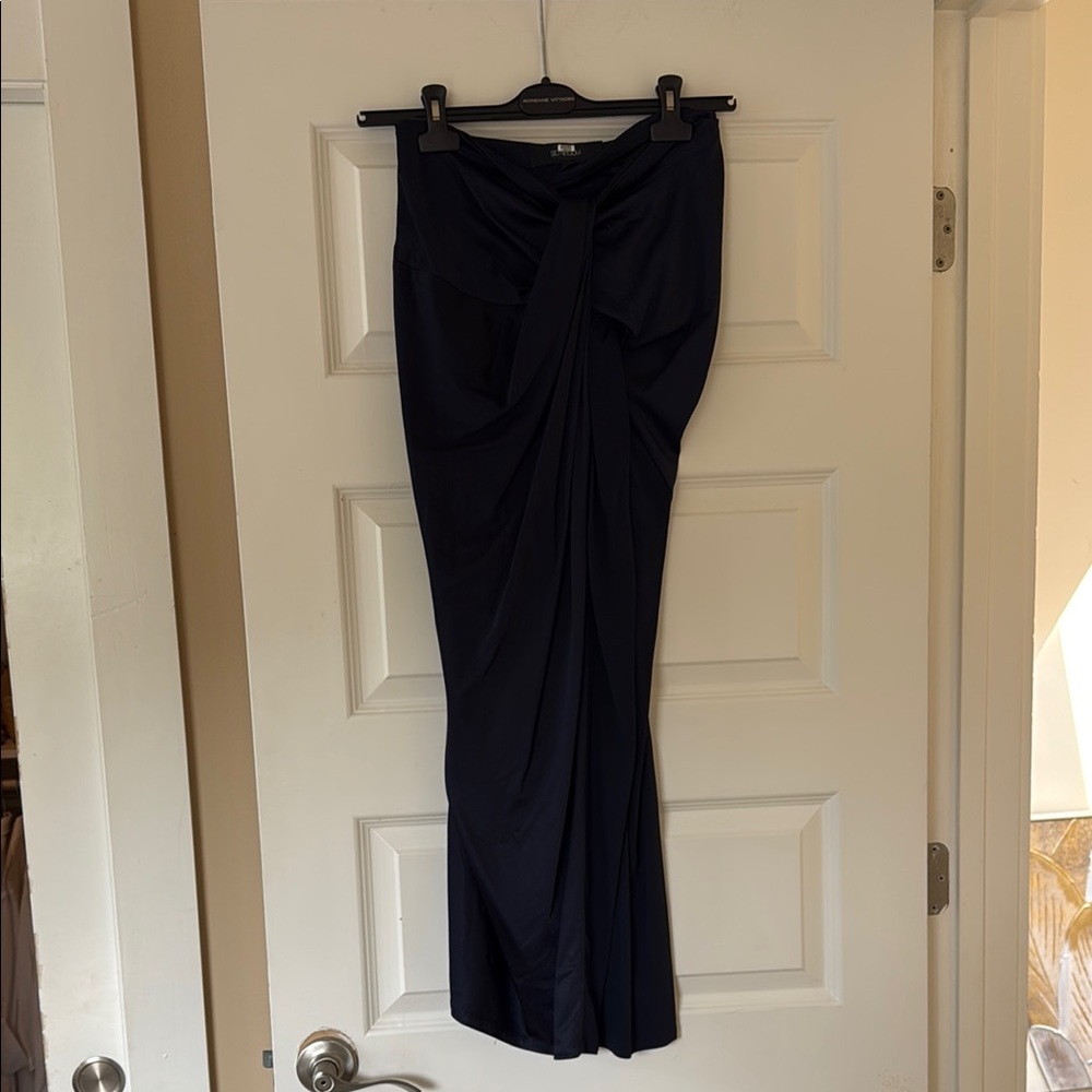 Elegant Navy Ruched Maxi Skirt